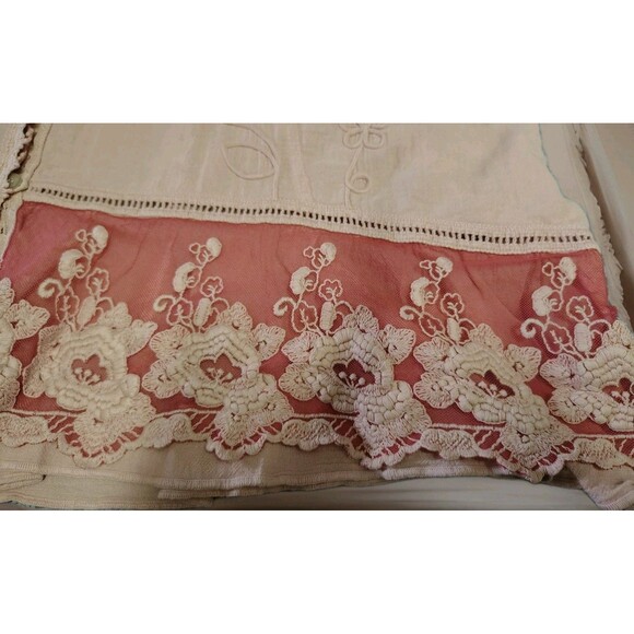 Soft Surroundings Dress Size M Pink Hi-Low Buttons Embroidery Midi Cotton - Picture 5 of 14